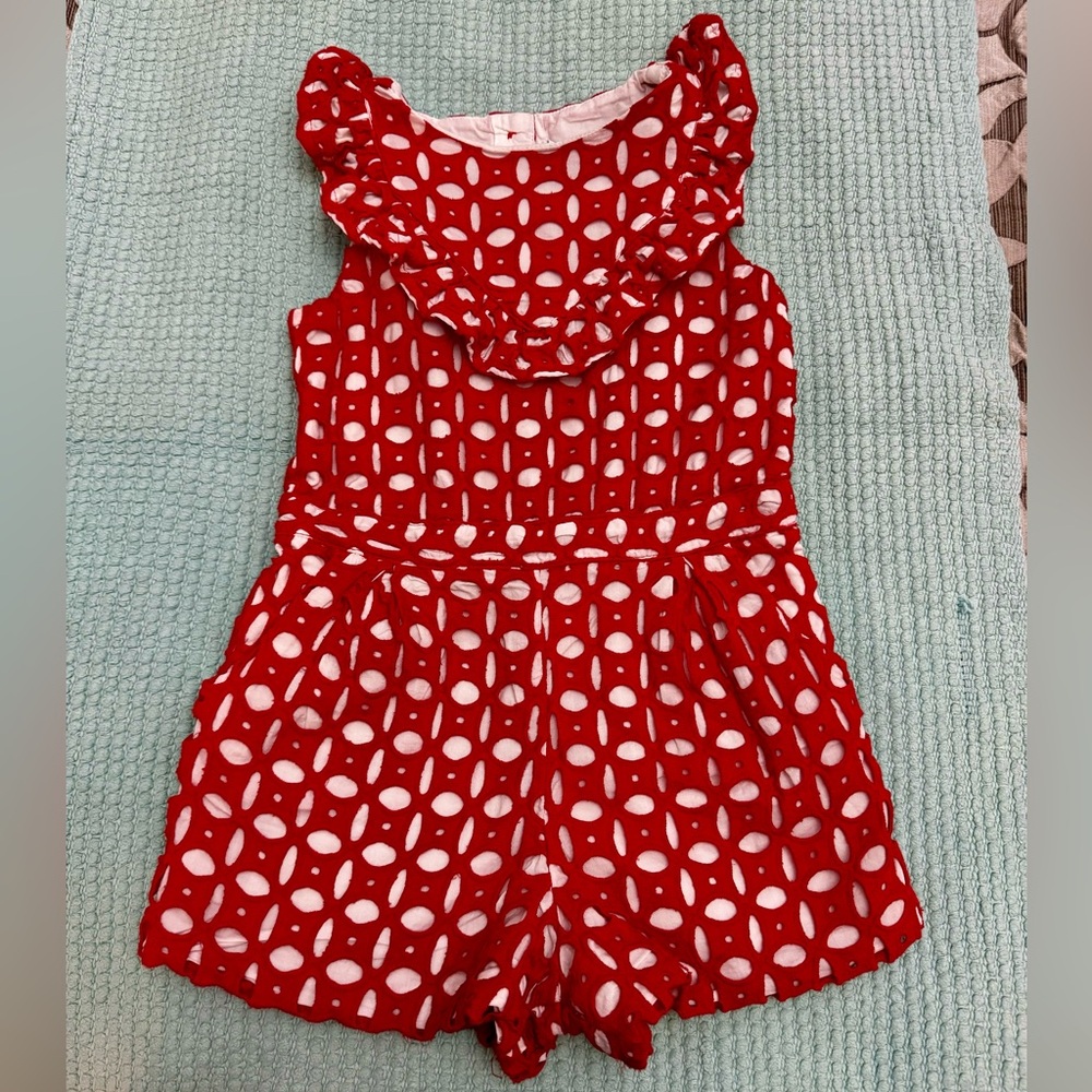 Janie and Jack Red Eyelet Romper Size 5